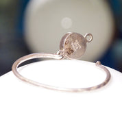 Vintage TAXCO Sterling Silver Gaspeite Hinged Bangle, Unique Silver Bracelet With Lime Green Stone, Modernist Jewlery, Mexico 925