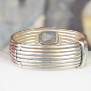 Rare Vintage SLANE & SLANE Sterling Silver Intaglio Bee Hinge Bracelet, Thick Silver Bangle With Carved Quartz Stone, Designer Jewelry, 925