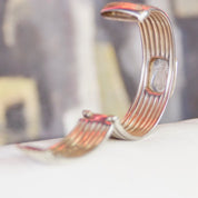 Rare Vintage SLANE & SLANE Sterling Silver Intaglio Bee Hinge Bracelet, Thick Silver Bangle With Carved Quartz Stone, Designer Jewelry, 925