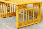 Vintage Natural Bamboo Rattan Bed Tray With Cup Holder & Storage Compartment, Cute/Functional Breakfast In Bed Lap Tray, Boho Chic