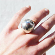 Vintage Sterling Silver Dome Ring, Chunky Silver Dome Ring, Hollow Silver Bubble Ring, 950 Silver, Modernist Ring, Statement Ring, Size 7 US