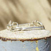 Vintage Sterling Silver D-Ring Snaffle Bit Bracelet, Silver Horse Stirrup Link Bracelet, Equestrian Horsebit Silver Bracelet, 8" Long