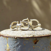 Vintage Sterling Silver D-Ring Snaffle Bit Bracelet, Silver Horse Stirrup Link Bracelet, Equestrian Horsebit Silver Bracelet, 8" Long