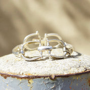 Vintage Sterling Silver D-Ring Snaffle Bit Bracelet, Silver Horse Stirrup Link Bracelet, Equestrian Horsebit Silver Bracelet, 8" Long