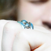 Vintage Sterling Silver Cut Out Bubble Ring, Silver Cuff Ring With Graduated Bead Design, Adjustable Ring, Mexico 925, Size 8-10 US