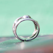 Vintage Sterling Silver Cut Out Bubble Ring, Silver Cuff Ring With Graduated Bead Design, Adjustable Ring, Mexico 925, Size 8-10 US