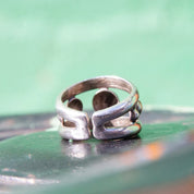 Vintage Sterling Silver Cut Out Bubble Ring, Silver Cuff Ring With Graduated Bead Design, Adjustable Ring, Mexico 925, Size 8-10 US