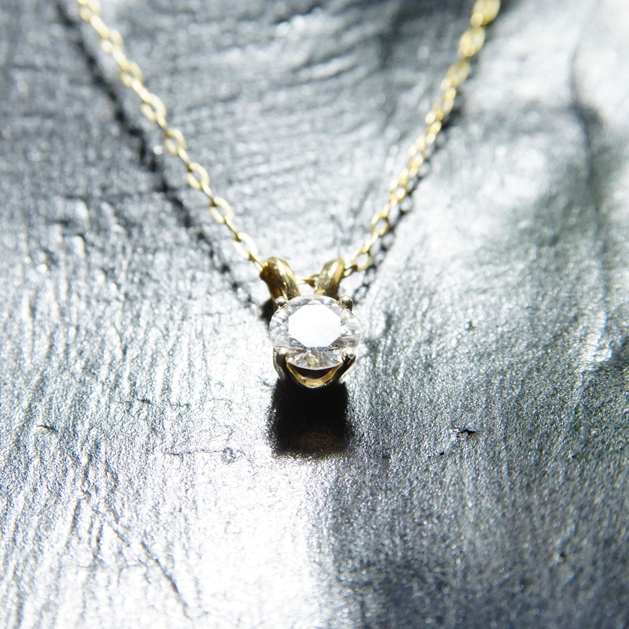 Vintage 14K Gold Solitaire Diamond (.75ct) Pendant, Brilliant Cut Diamond & Yellow Gold Pendant With Split Bail, Petite 14K Diamond Pendant