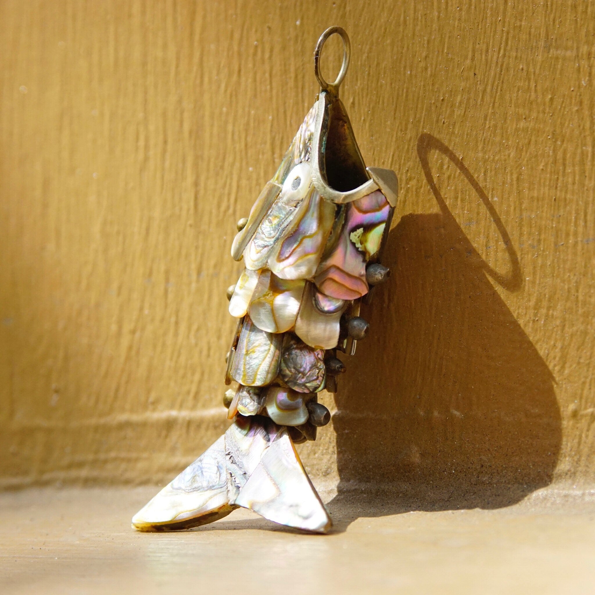Pendant, Iridescent Shell Inlay, Key Chain Bottle Opener, 3D Fish Pendant
