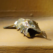 Vintage Articulated Abalone & Silver Fish Bottle Opener/Pendant, Iridescent Shell Inlay, Key Chain Bottle Opener, 3D Fish Pendant