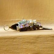 Vintage Articulated Abalone & Silver Fish Bottle Opener/Pendant, Iridescent Shell Inlay, Key Chain Bottle Opener, 3D Fish Pendant