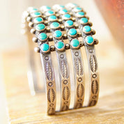 Vintage Zuni Snake Eye Turquoise Cuff Bracelet, Hammered Silver Cutout Cuff With 48 Turquoise Stones, Native American Cuff, Old Pawn Jewelry