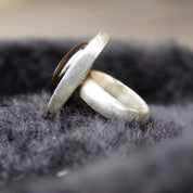Vintage Sterling Silver & Onyx Ring, Modernist Oval Ring With Black Center Stone, Silver Onyx Eye Ring, 925 Jewelry, Size 7 3/4 US
