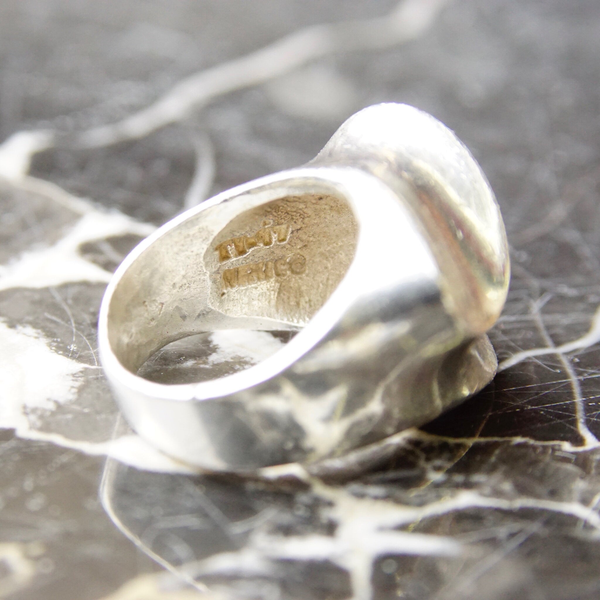 Vintage TAXCO Sterling Silver Abstract Dome Ring, Chunky Silver Ring With Pressed Wave Design, Modernist Ring, Mexico 925 TV-47, Size 8 US