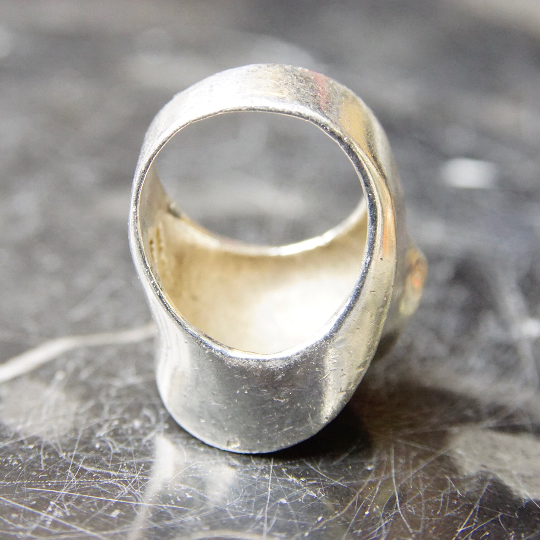 Vintage TAXCO Sterling Silver Abstract Dome Ring, Chunky Silver Ring With Pressed Wave Design, Modernist Ring, Mexico 925 TV-47, Size 8 US