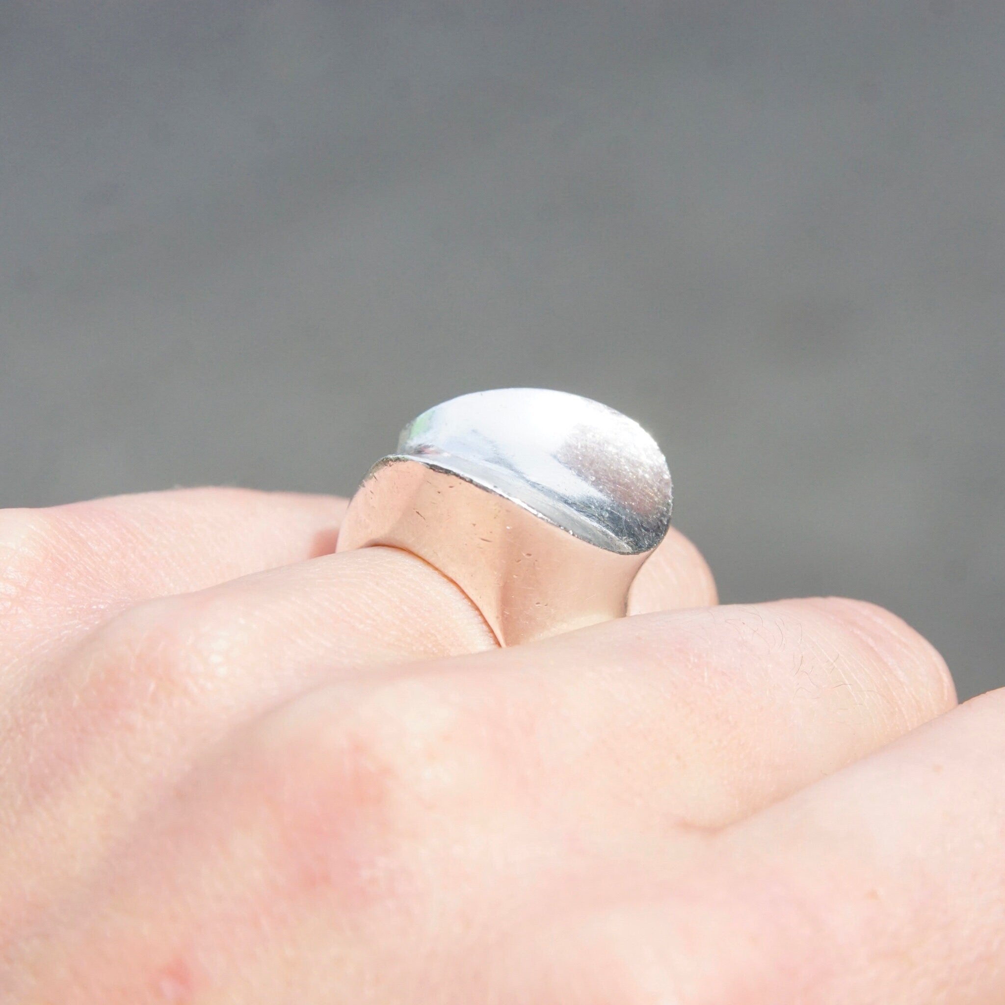 Vintage TAXCO Sterling Silver Abstract Dome Ring, Chunky Silver Ring With Pressed Wave Design, Modernist Ring, Mexico 925 TV-47, Size 8 US