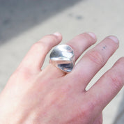 Vintage TAXCO Sterling Silver Abstract Dome Ring, Chunky Silver Ring With Pressed Wave Design, Modernist Ring, Mexico 925 TV-47, Size 8 US