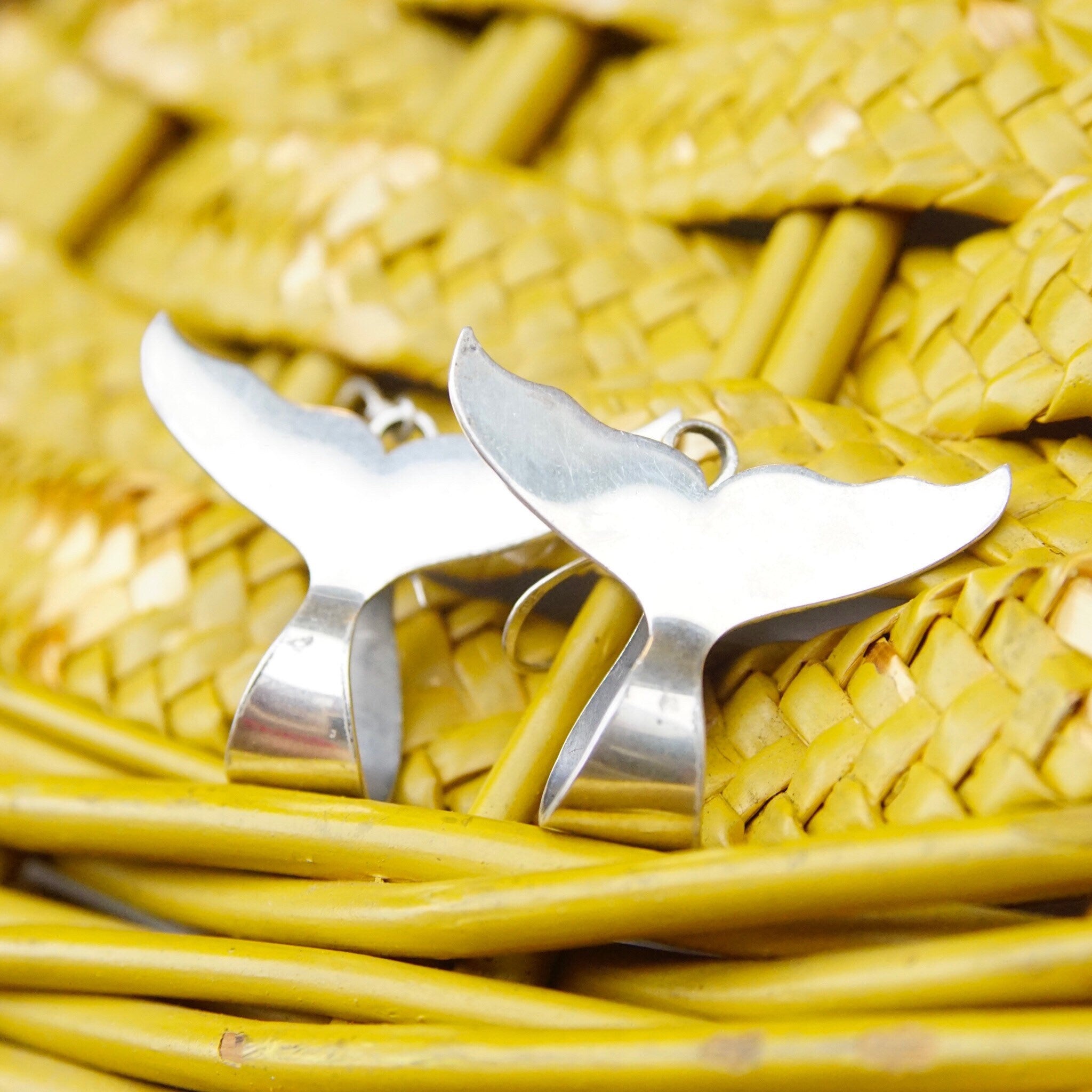 Dolphin Tail Dangle Earrings, Minimalist Silver Fish Hook Earrings, Aquatic Life Jewelry, Kuhl Sterling, 925