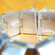 Vintage TAXCO Chunky Sterling Silver Link Bracelet, Modernist Silver Half Octagon Hinge Bracelet, Thick Sterling Bracelet, 925 TC-117 Mexico