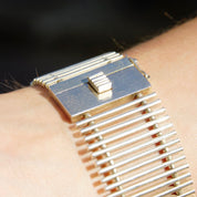 Vintage TAXCO Sterling Silver Link Clasp Bracelet, Modernist Silver Bracelet, Thick Silver Bracelet With Cut Out Design, 925 Jewelry