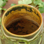 Vintage Danish Sknvirke Stoneware Vase, Hand Sculpted Pottery, Rustic Green Vase, Nouveau Style Raised Design, BC Copenhagen