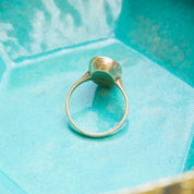 Antique 10K Gold Opal Inlay Ring, Iridescent Blue Opal Stone, Petite Yellow Gold Ring, Worn/Broke Stone, Size 4 US