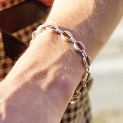 Vintage TAXCO Sterling Silver Link Bracelet, Industrial Silver Cable Link Bracelet, Unisex Silver Chain Bracelet, 925 Jewelry, 8" Long