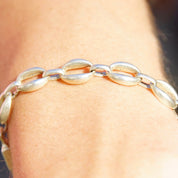 Vintage TAXCO Sterling Silver Link Bracelet, Industrial Silver Cable Link Bracelet, Unisex Silver Chain Bracelet, 925 Jewelry, 8" Long