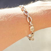Vintage TAXCO Sterling Silver Link Bracelet, Industrial Silver Cable Link Bracelet, Unisex Silver Chain Bracelet, 925 Jewelry, 8" Long