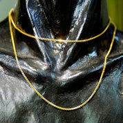 Vintage Italian 18K Gold Box Chain Necklace, 1.5mm Gold Box Chain, Long Thin Yellow Gold Chain, 24" Long, 585 Jewelry