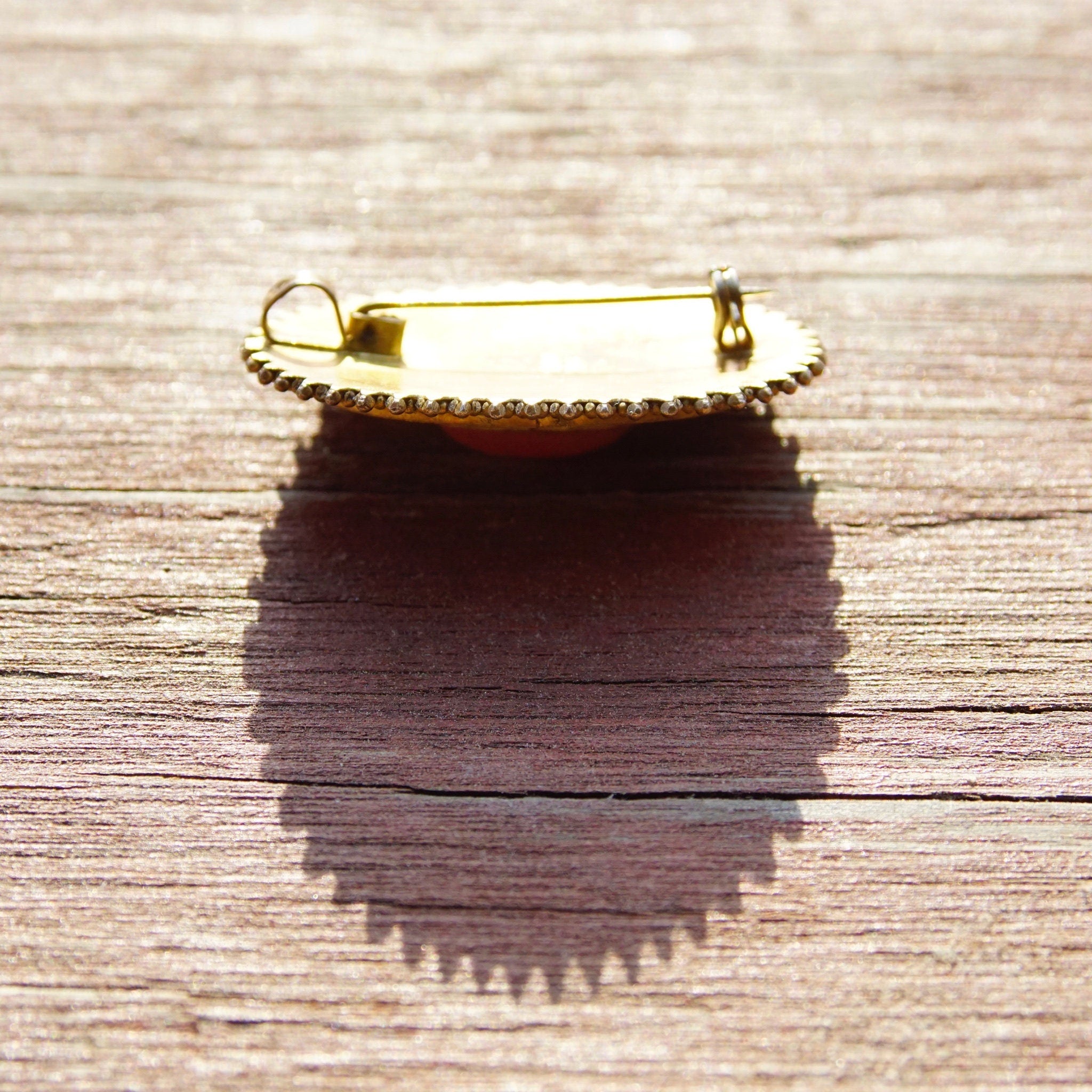 Vintage Israel 925 Gold Filigree Coral Brooch/Pendant, Ornate Gold Washed Pendant With Red Coral Stone, Gold Tone Sterling Silver Brooch