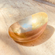 Vintage E. Cabello Mixed Metals Brass Copper Silver Footed Dish, Modernist Catchall, Small Oblong Multi-Color Bowl, C.A Mexico, 5.5" L
