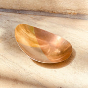 Vintage E. Cabello Mixed Metals Brass Copper Silver Footed Dish, Modernist Catchall, Small Oblong Multi-Color Bowl, C.A Mexico, 5.5" L
