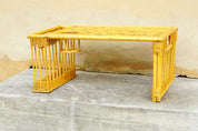 Vintage Natural Bamboo Rattan Bed Tray With Cup Holder & Storage Compartment, Cute/Functional Breakfast In Bed Lap Tray, Boho Chic