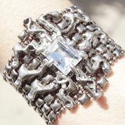 Vintage Rare Sergio Gutierrez Liquid Metal Swarovski Crystal Bracelet, Limited Edition, Mesh Bracelet, Emerald Cut Crystal, Haute Couture