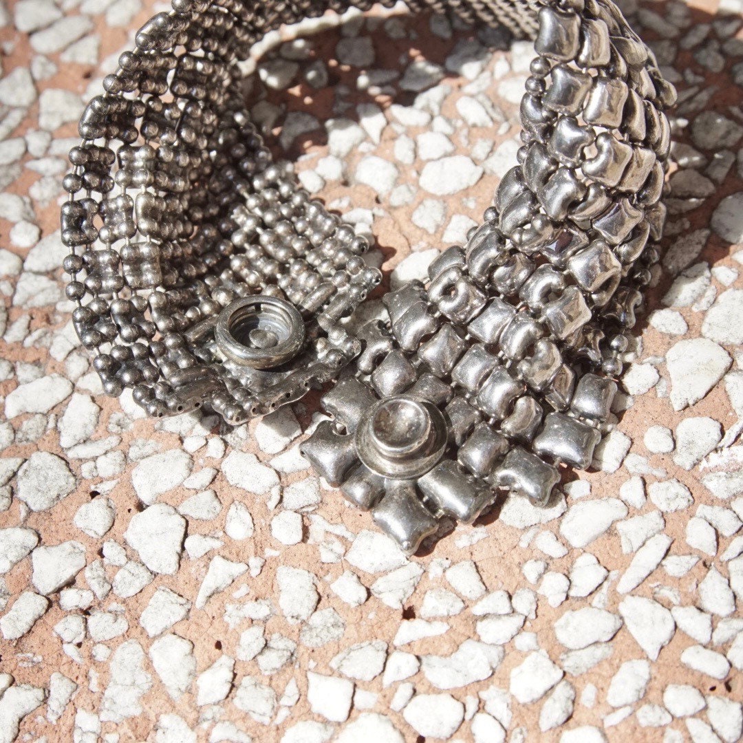 Vintage Rare Sergio Gutierrez Liquid Metal Swarovski Crystal Bracelet, Limited Edition, Mesh Bracelet, Emerald Cut Crystal, Haute Couture