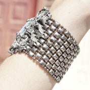 Vintage Rare Sergio Gutierrez Liquid Metal Swarovski Crystal Bracelet, Limited Edition, Mesh Bracelet, Emerald Cut Crystal, Haute Couture
