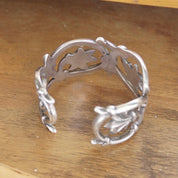 Vintage Signed 1984 MMA 925 Sterling Silver Cut Out Cuff Bracelet, Oxidized Silver Bangle, Gothic Look, 925 Jewelry, Adjustable Bracelet