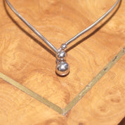 Vintage Modernist Sterling Silver Collar Necklace, Silver Wrap Choker With Interlocking Bead Pendant, Minimalist Statement Necklace