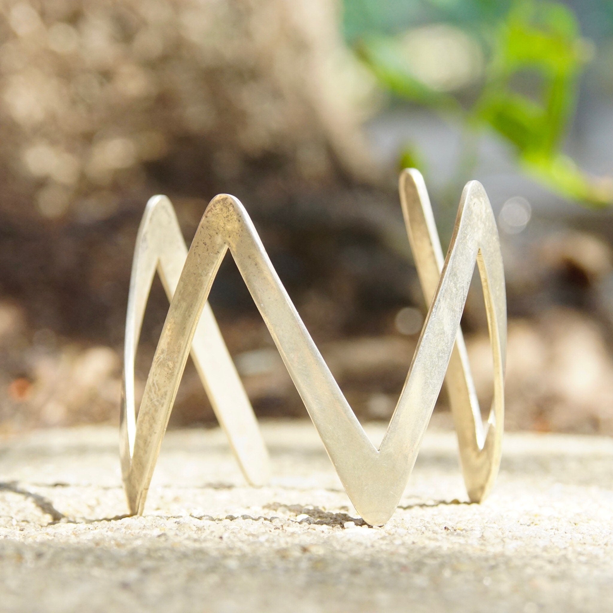 Vintage Modernist Sterling Silver Zig Zag Cuff, Minimalist Silver Cuff Bracelet, Statement Piece, Hecho En Mexico, 925