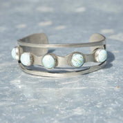 Vintage Modernist Sterling Silver Multi-Stone Turquoise Cuff, Silver Cut Out Cuff, New Mexico Turquoise, Hecho En Mexico 925