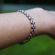 Vintage Italian Sterling Silver Panther Link Bracelet, 8mm, Minimalist Silver Bracelet, Lobster Clasp, Italy 925, 7 1/2 L