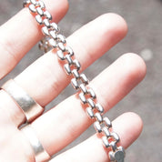 Vintage Italian Sterling Silver Panther Link Bracelet, 8mm, Minimalist Silver Bracelet, Lobster Clasp, Italy 925, 7 1/2 L