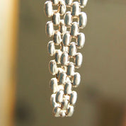 Vintage Italian Sterling Silver Panther Link Bracelet, 8mm, Minimalist Silver Bracelet, Lobster Clasp, Italy 925, 7 1/2 L