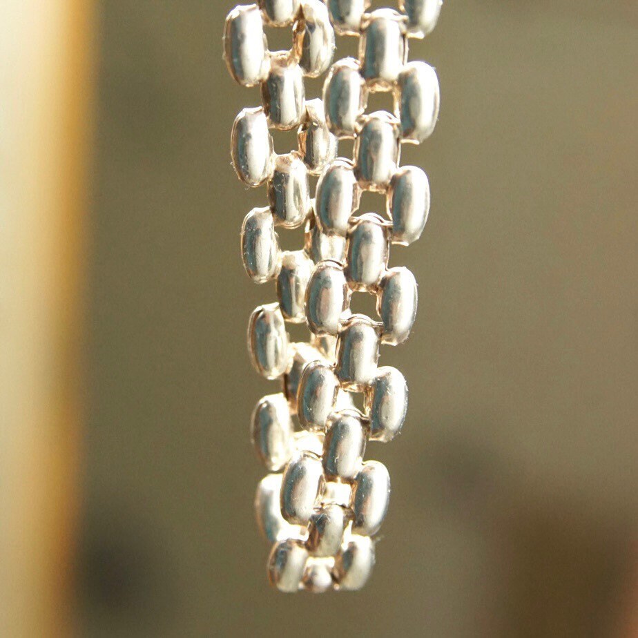 Vintage Italian Sterling Silver Panther Link Bracelet, 8mm, Minimalist Silver Bracelet, Lobster Clasp, Italy 925, 7 1/2 L