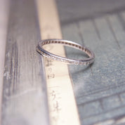 Vintage 18K White Gold Diamond Eternity Ring, 2mm Diamond Pave Band Ring, Minimalist Wedding Band, Petite/Thin Gold Ring, Size 6 3/4 US