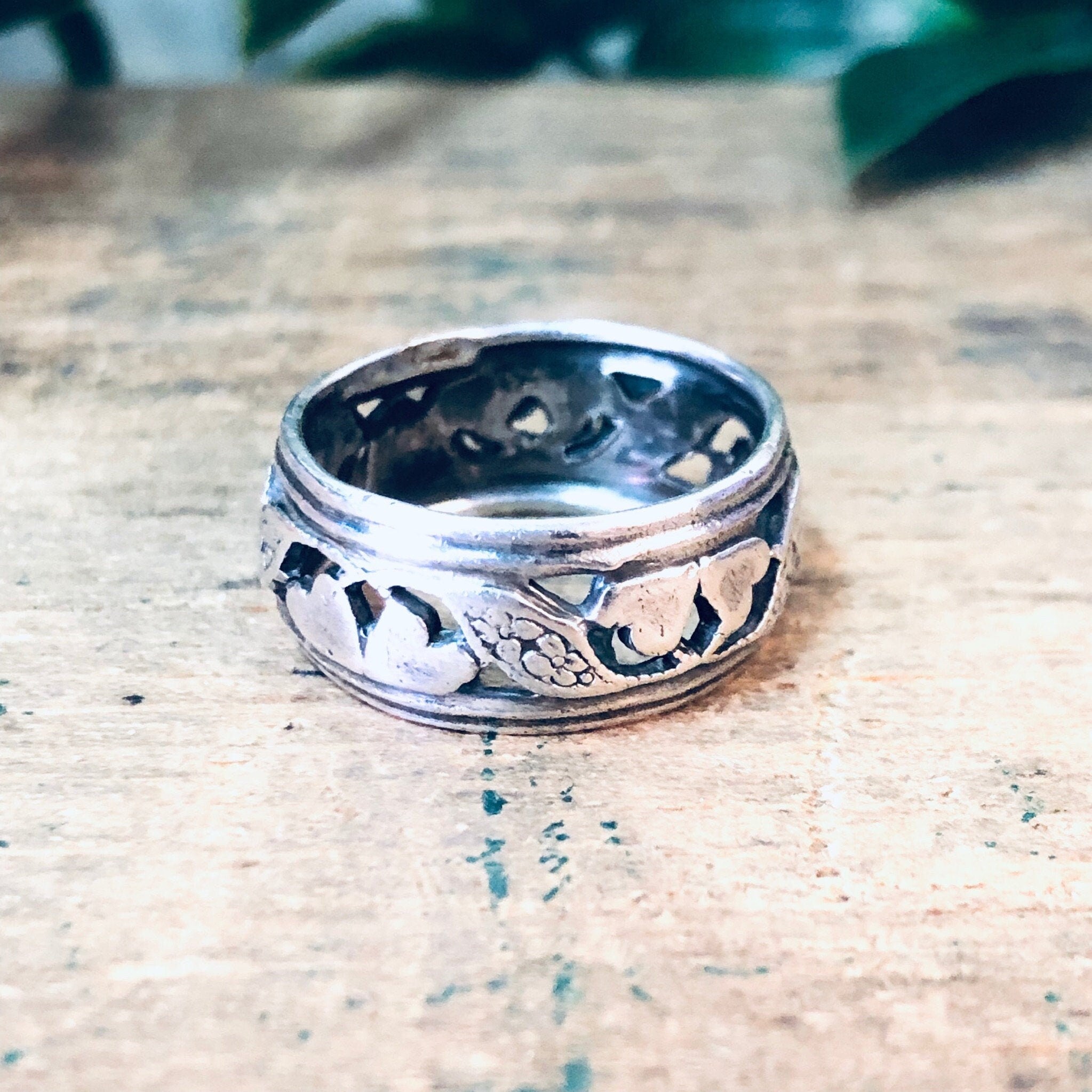 Vintage ESPO Ring, Espo Jewelry, Heart Ring, Wedding Band, Vintage Silver Ring, Vintage Jewelry, Cut Out Ring, Heart Jewelry, Band Ring