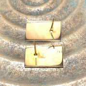 Vintage 14K Gold Earrings, Textured Gold Embossed Design, Greek Meander, Rectangular Earrings, Statement Piece, 7/8" Long