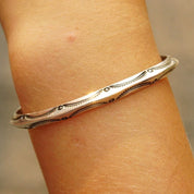 Vintage Signed Native American Hammered Sterling Silver Cuff Bracelet, Minimalist Silver Cuff, Handmade Navajo Jewelry, 5 1/4" Long