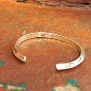 Vintage Signed Native American Hammered Sterling Silver Cuff Bracelet, Minimalist Silver Cuff, Handmade Navajo Jewelry, 5 1/4" Long